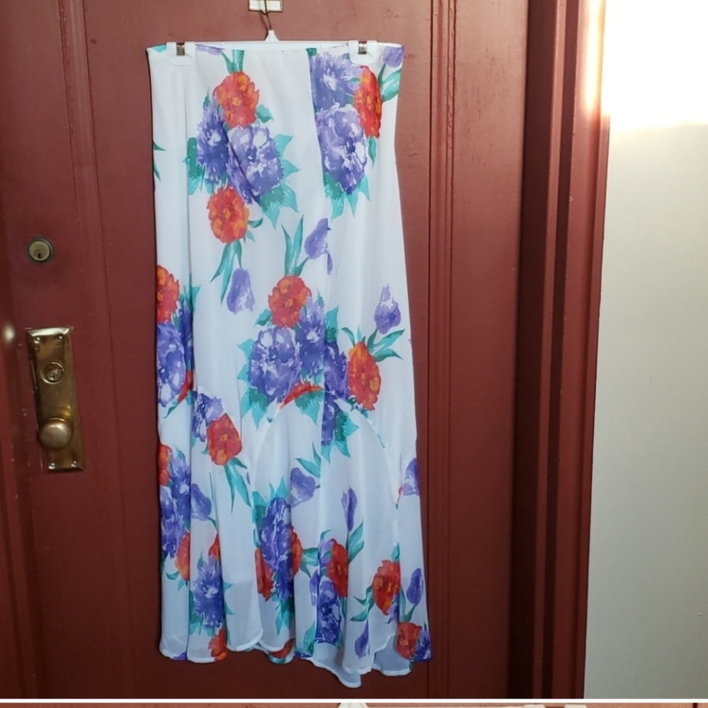 Ashley StewartFloral Print Skirt with Red and Purple Flowers Size 12